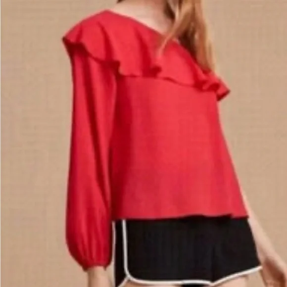 Wilfred Black One-Shoulder Ruffled Top - Picture 6 of 6